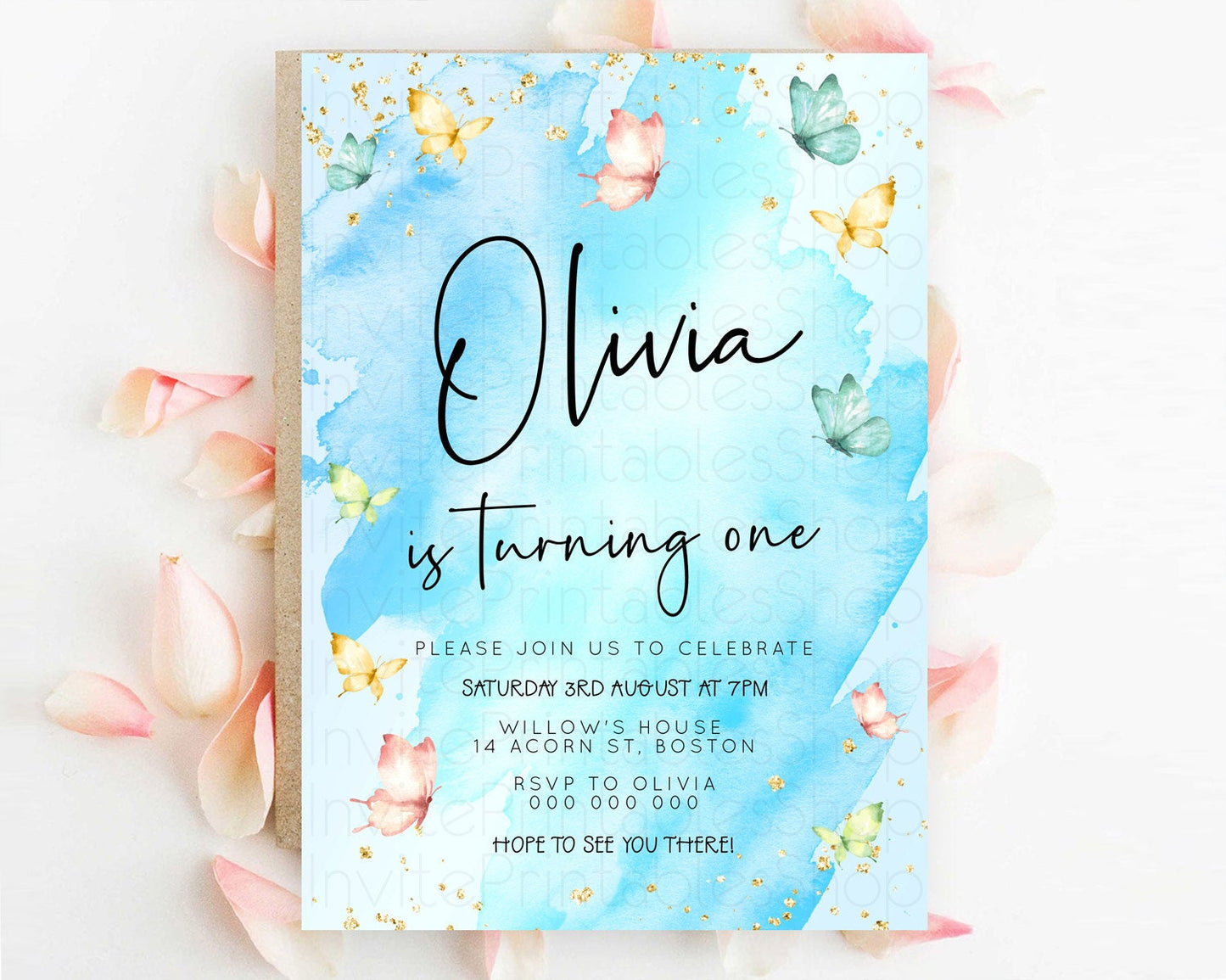 Pastel Butterfly Birthday Invitation Butterfly Birthday Invitation Whimsical Butterfly Enchanted Garden 1st 2nd Birthday Invitation D23213