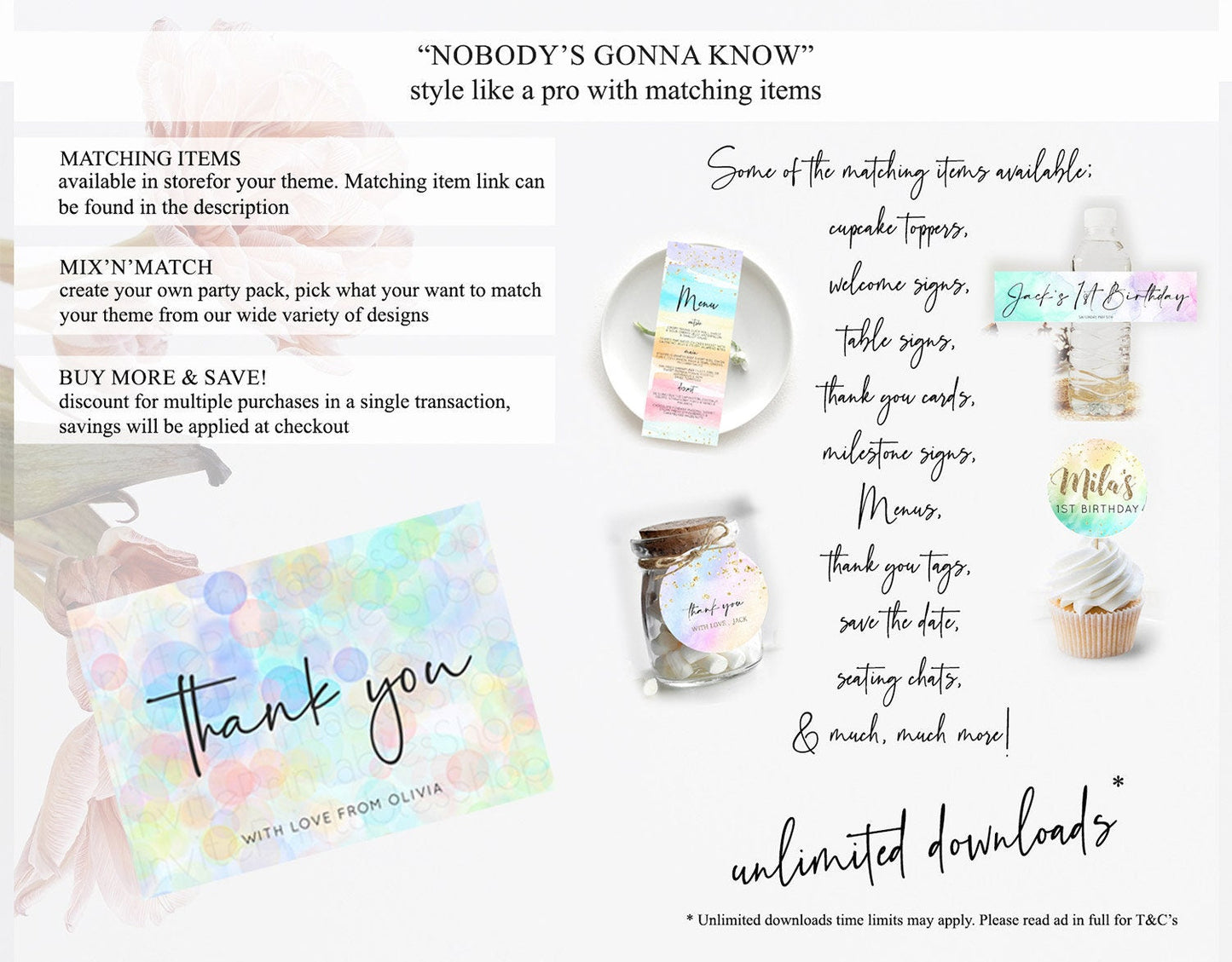 Pastel Thank You Bubbles Thank You Card Bubble Bath Birthday Thank You Card Rainbow Pastel Colorful Confetti Teacher Thank You Cards D10445