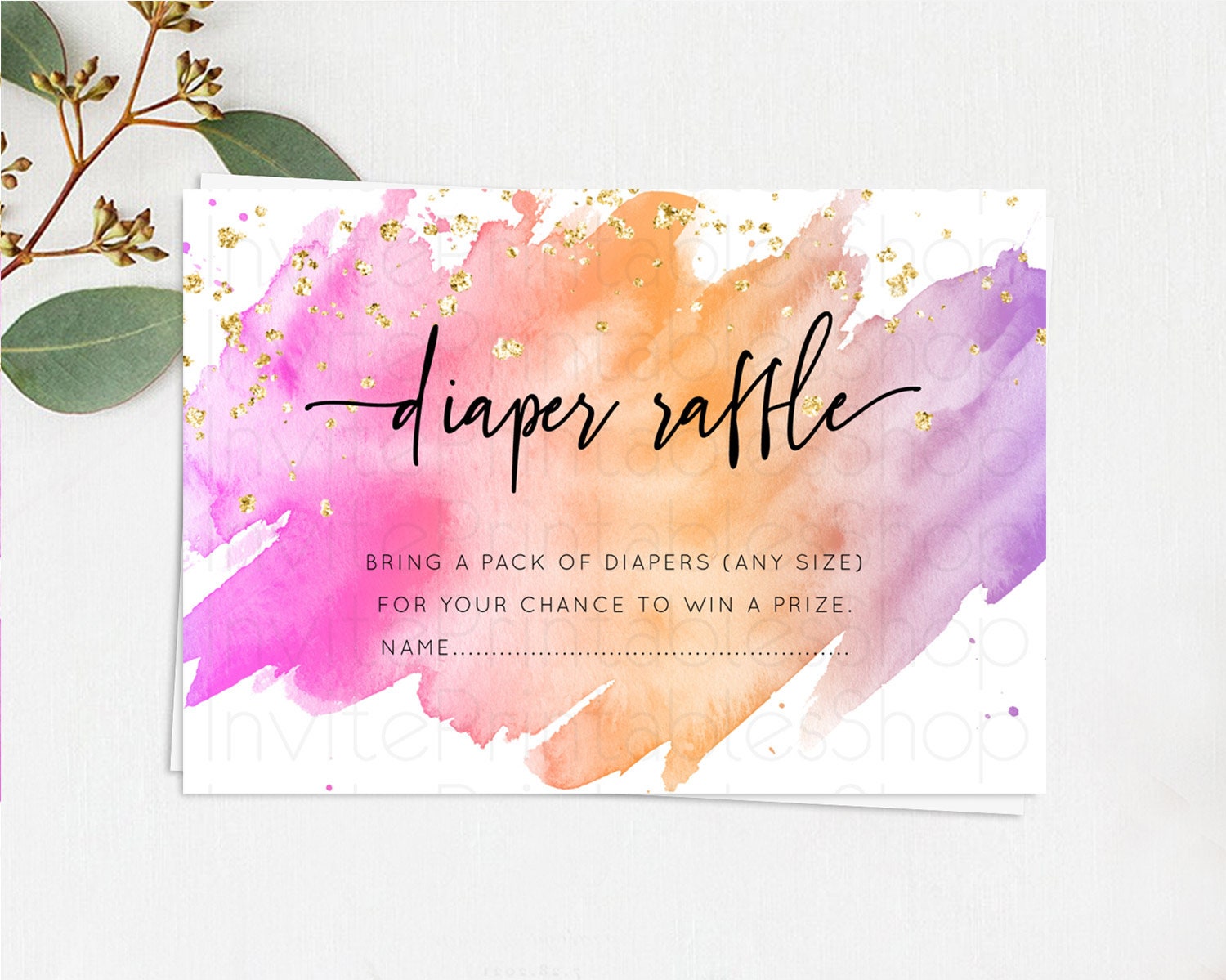Editable Pastel Diaper Raffle Card Pastel Rainbow Diaper Raffle Insert Color