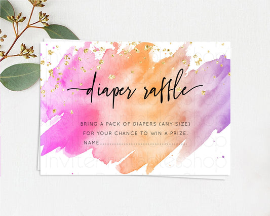 Editable Pastel Diaper Raffle Card Pastel Rainbow Diaper Raffle Insert Color