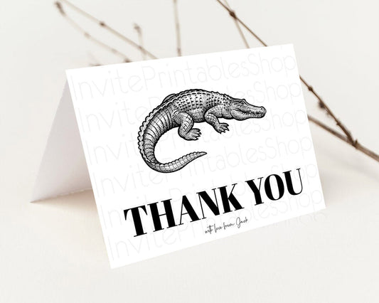 Editable Croc Thank You Gator Thank You Card Croc Gator Party Crocodile Birt