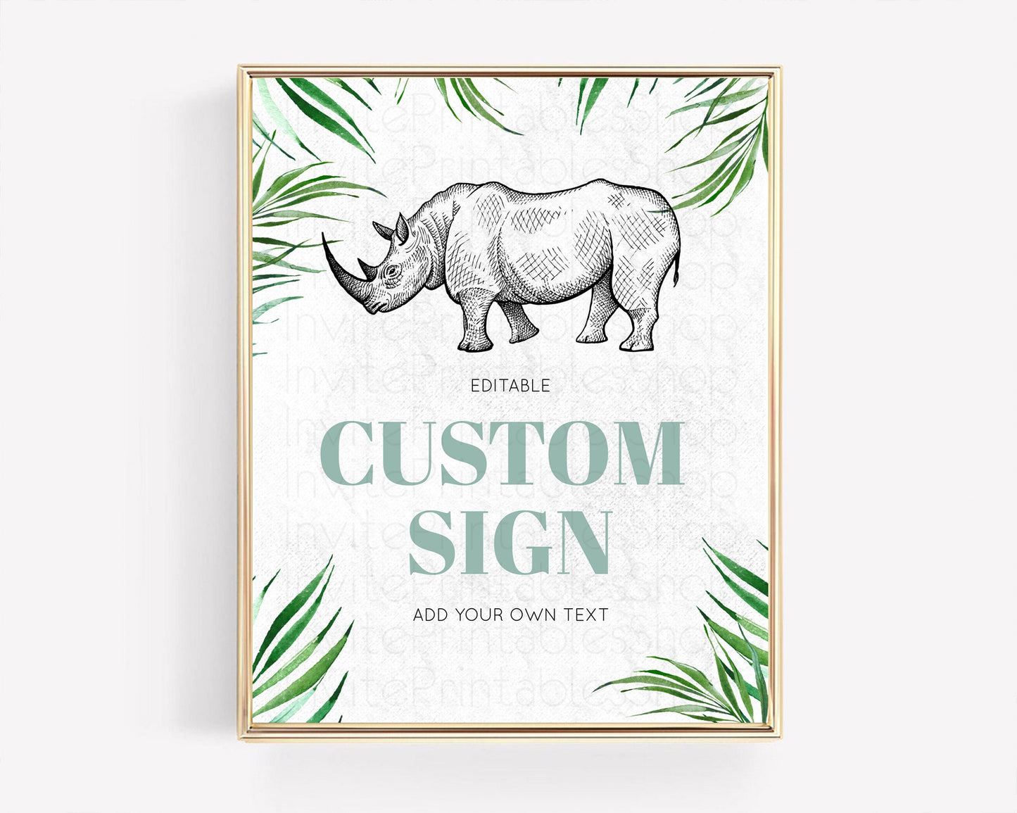 Rhino Sign Safari Table Sign Decor Rhino Party Sign Template Safari Adventure Rhino Minimal Theme 1st Birthday Baptism Baby Shower D10848