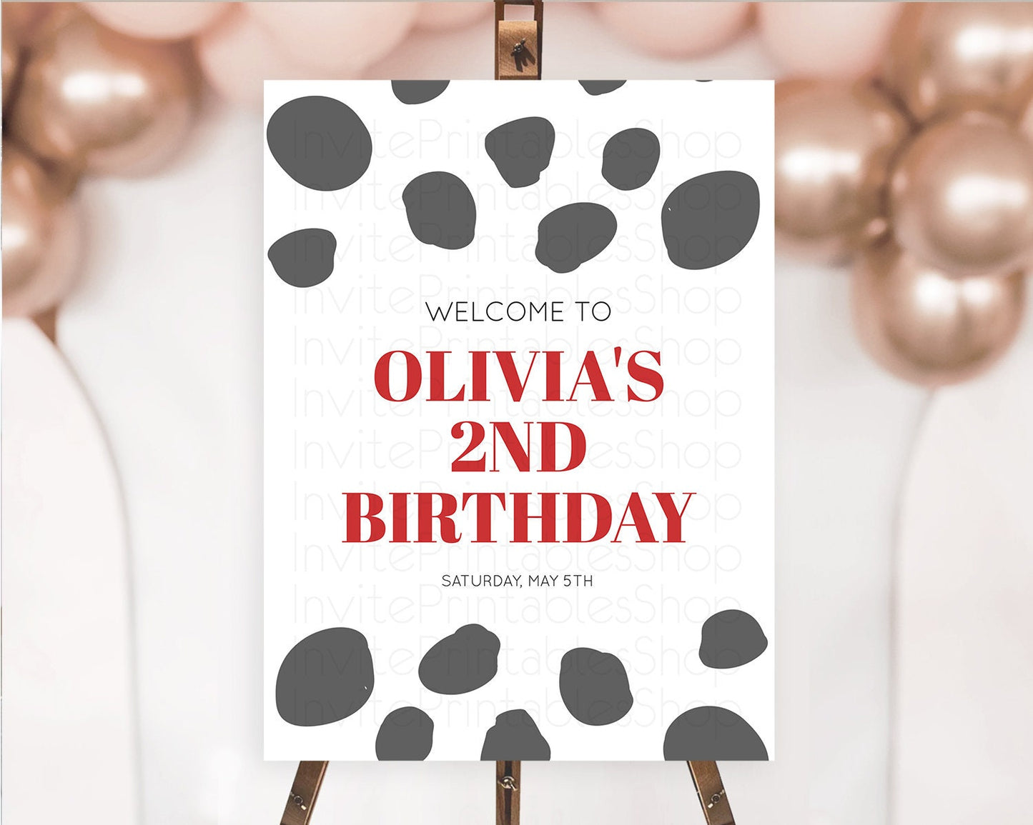 Dalmatian Welcome Sign Dalmatian Welcome Board Dalmatian Red Black Spots Welcome Poster Dalmatian First Birthday Welcome Sign D10738