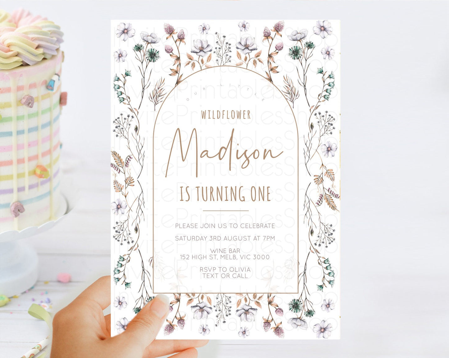 Secret Garden Invitation Wildflower Birthday Invitation Pastel Flowers Invite Enchanted Garden Boho Floral 3rd 2nd First Birthday D10604