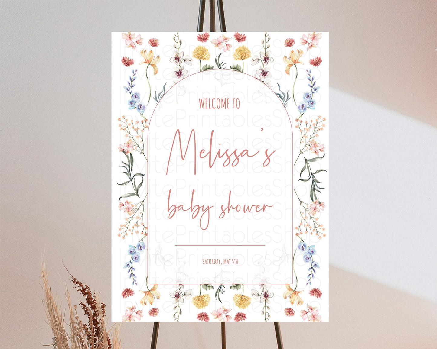 Secret Garden Baby Shower Welcome Sign Wildflower Welcome Board Pastel Flower Garden Welcome Poster Boho Wildflower Welcome Sign D10682