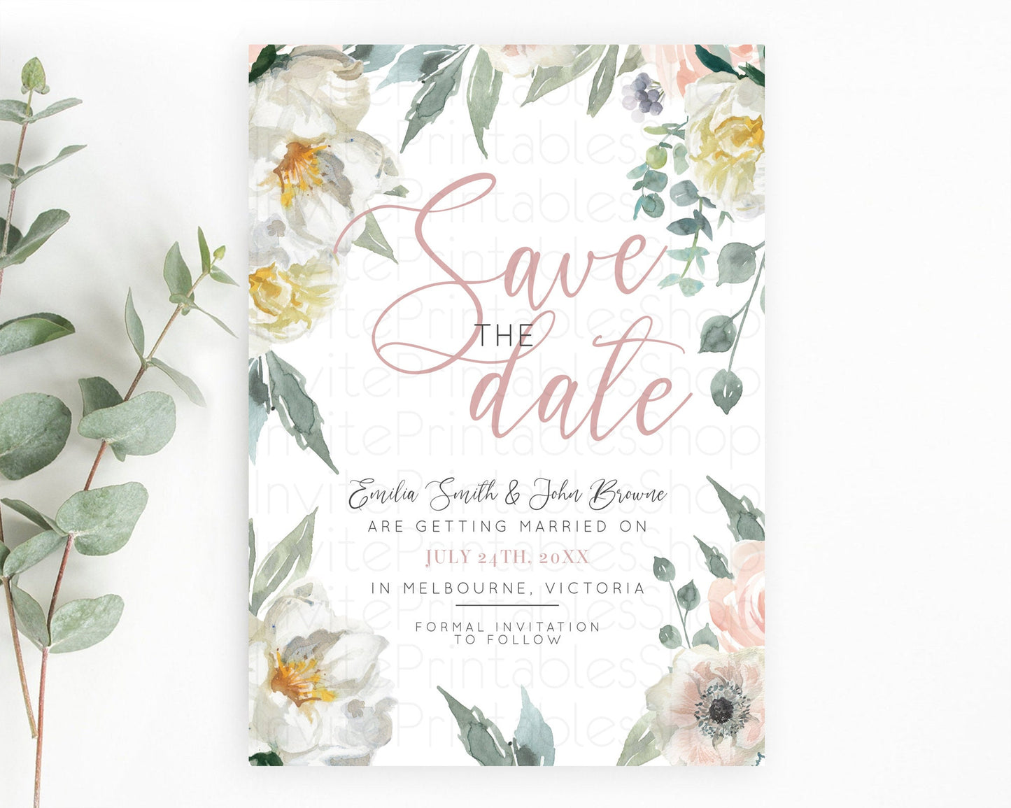 Wildflower Save The Date Template Secret Garden Save The Date Pastel Floral Garden Party Boho Flowers Birthday Baby Shower Wedding D10121