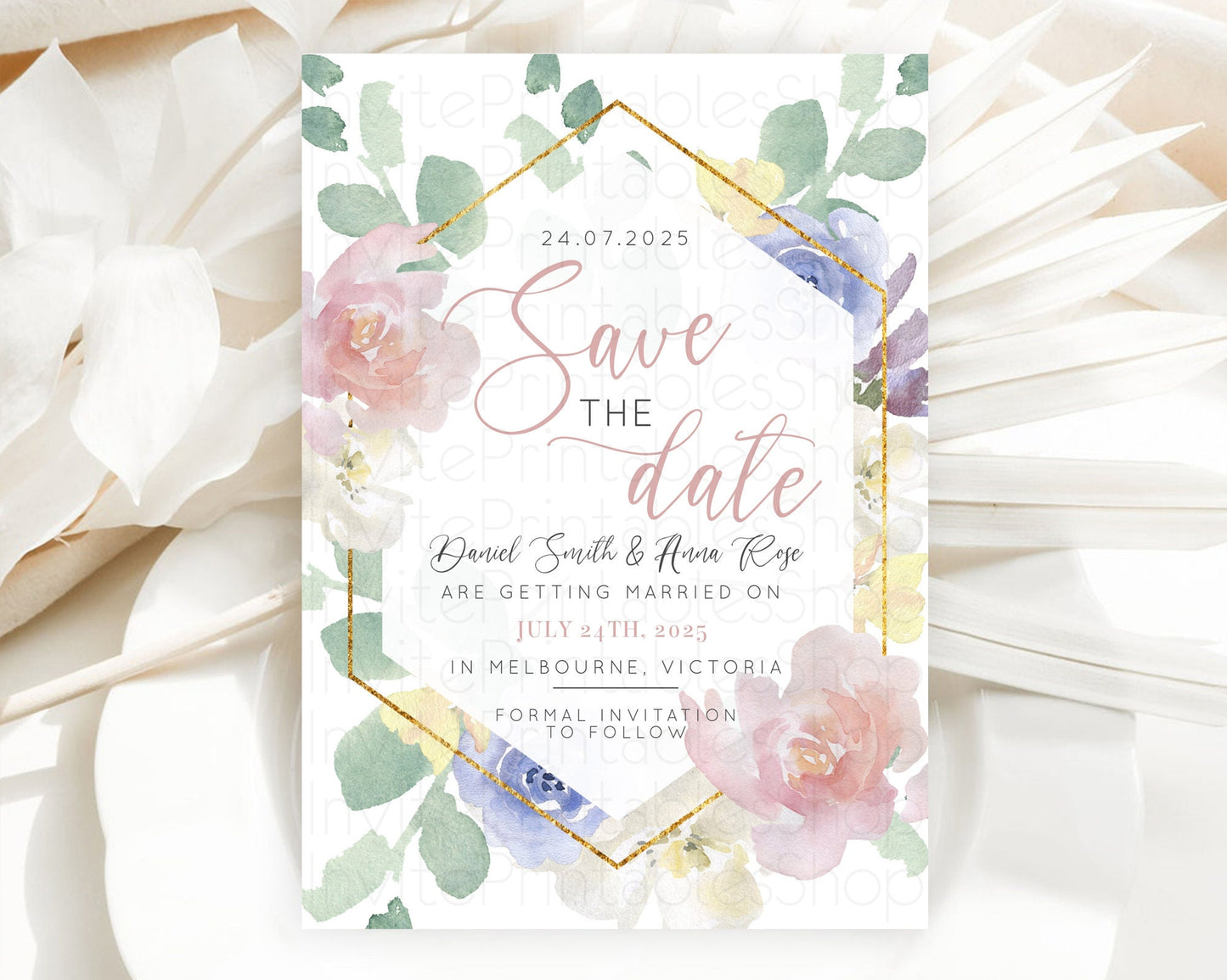 Wildflower Save The Date Template Secret Garden Save The Date Pastel Floral Garden Party Boho Flowers Birthday Baby Shower Wedding D10254