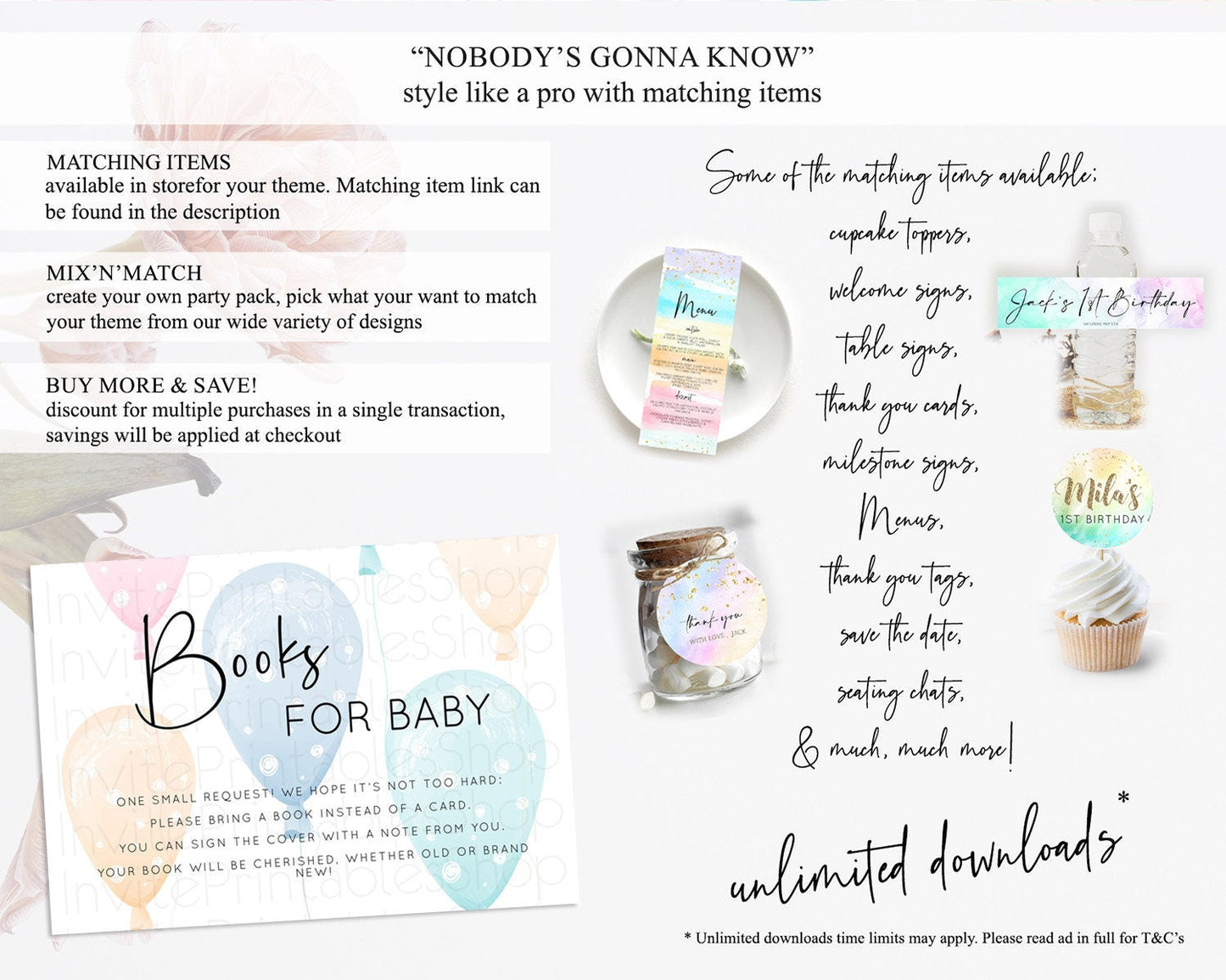 Pastel Balloons Books For Baby Card Colorful Balloon Book Insert Rainbow Balloon Book Card Confetti Balloon Guests Book Poem Request D10776