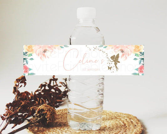 Editable Fairy Water Label Enchanted Garden Pastel Floral Butterfly Party De