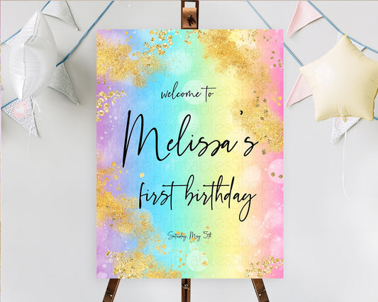 Editable Pastel Welcome Sign Pastel Rainbow Welcome Sign Colorful Rainbow Co
