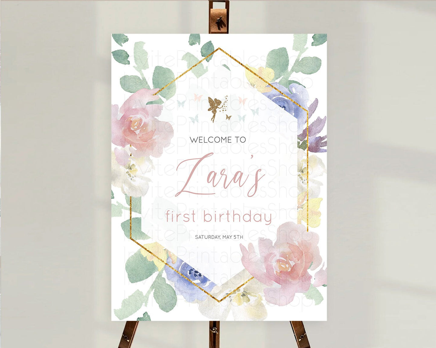 Fairy Welcome Sign Fairy Welcome Board Enchanted Garden Pastel Floral Butterfly Decor Secret Garden First Birthday Welcome Sign D10294