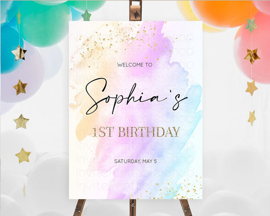 Editable Pastel Welcome Sign Pastel Rainbow Welcome Sign Colorful Rainbow Co