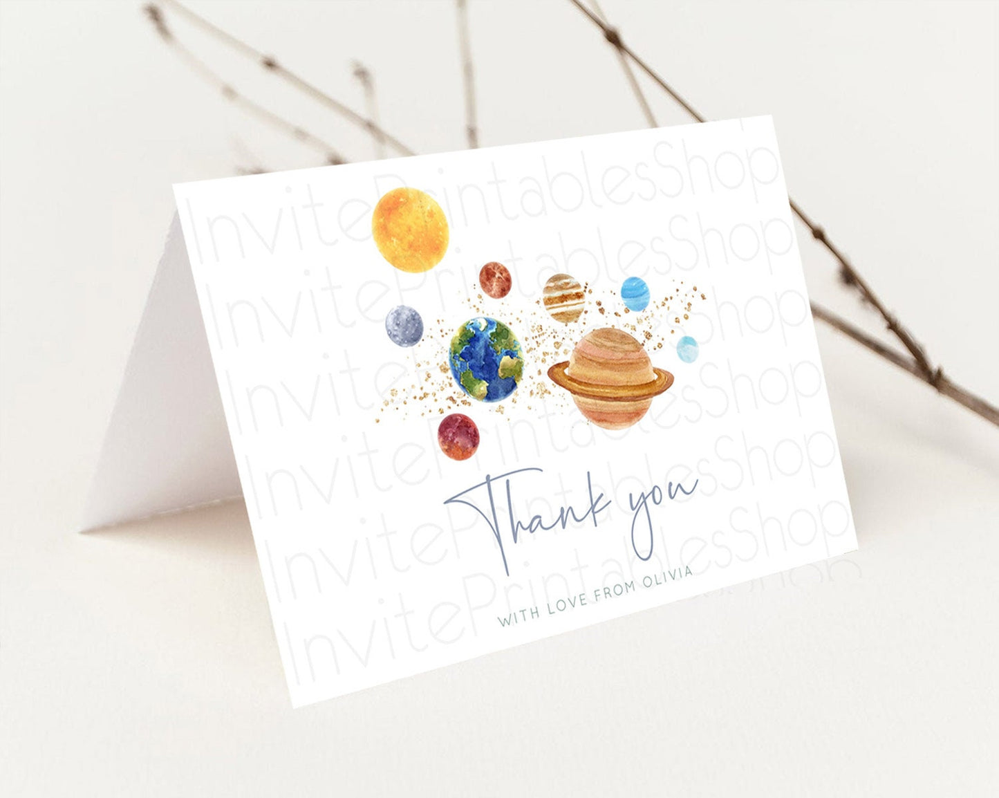 Space Thank You Space Thank You Card First Trip Around the Sun Thank You Card Planets Solar System First Birthday Thank You Cards D10598