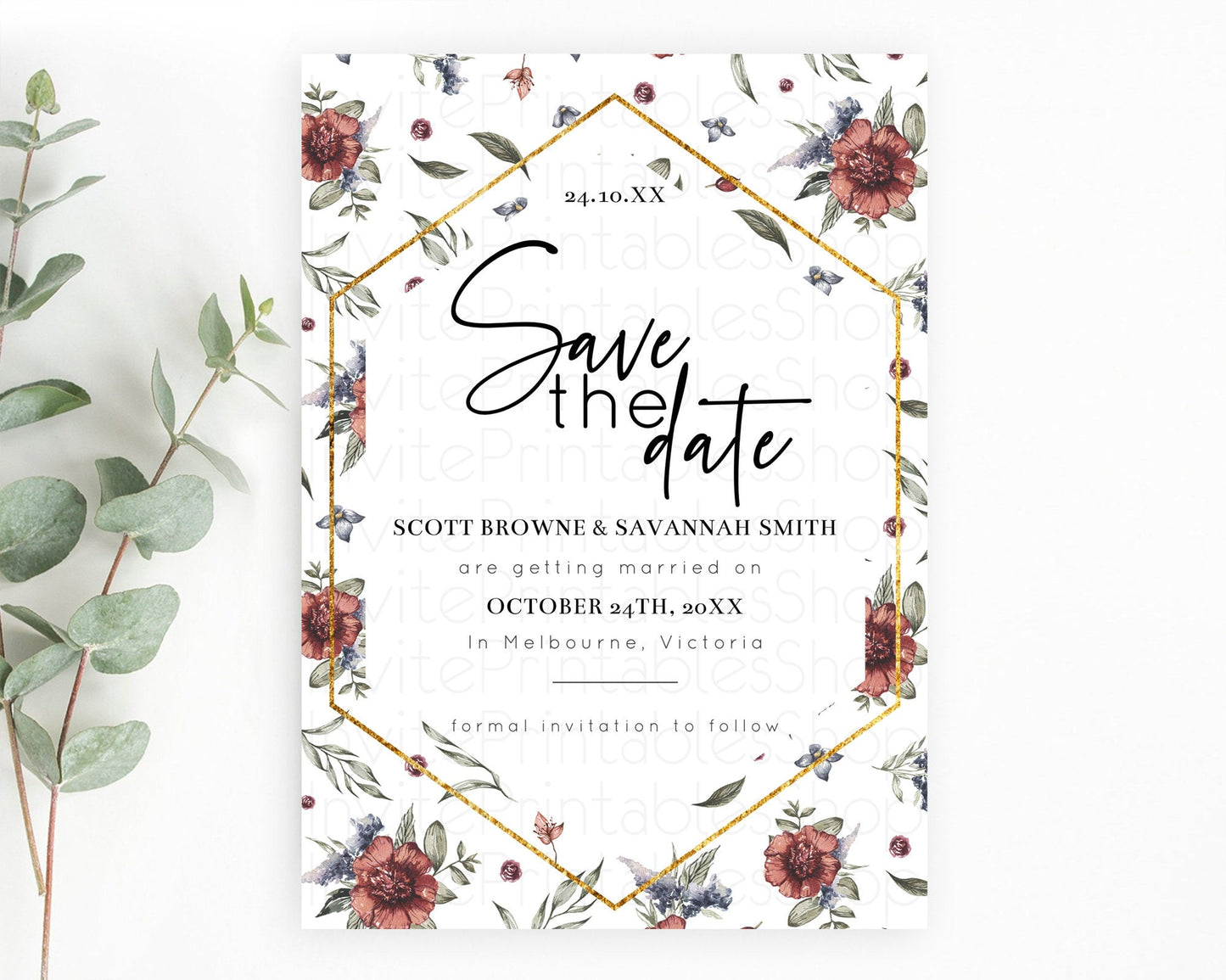 Wildflower Save The Date Template Secret Garden Save The Date Pastel Floral Garden Party Boho Flowers Birthday Baby Shower Wedding D10503