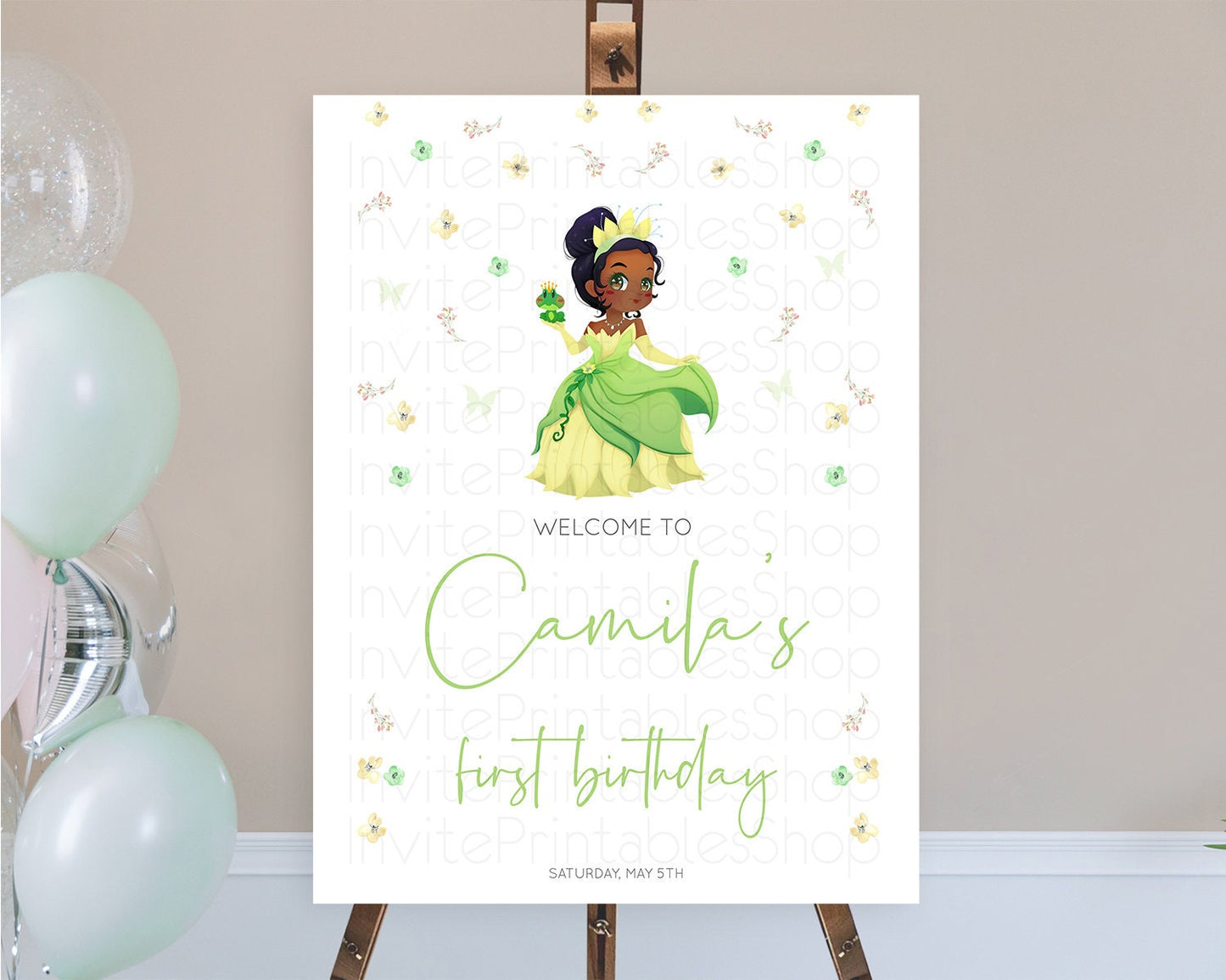 Princess Birthday Welcome Sign Castle Welcome Board Secret Garden Enchanted Castle Pastel Floral Garden First Birthday Welcome Sign D10348