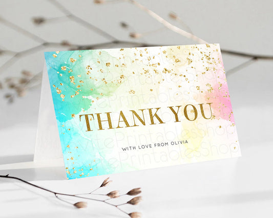 Editable Pastel Thank You Rainbow Thank You Card Colorful Pastel Birthday Th