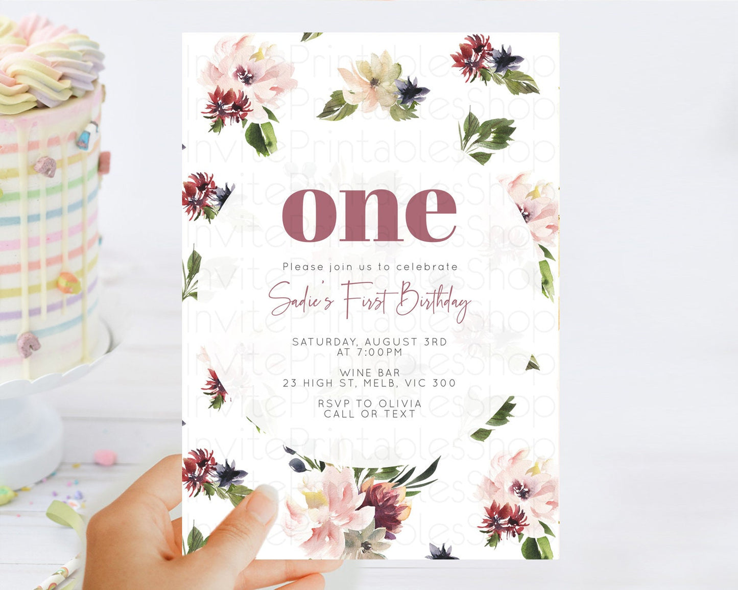 Secret Garden Invitation Wildflower Birthday Invitation Pastel Flowers Invite Enchanted Garden Boho Floral 3rd 2nd First Birthday D10538