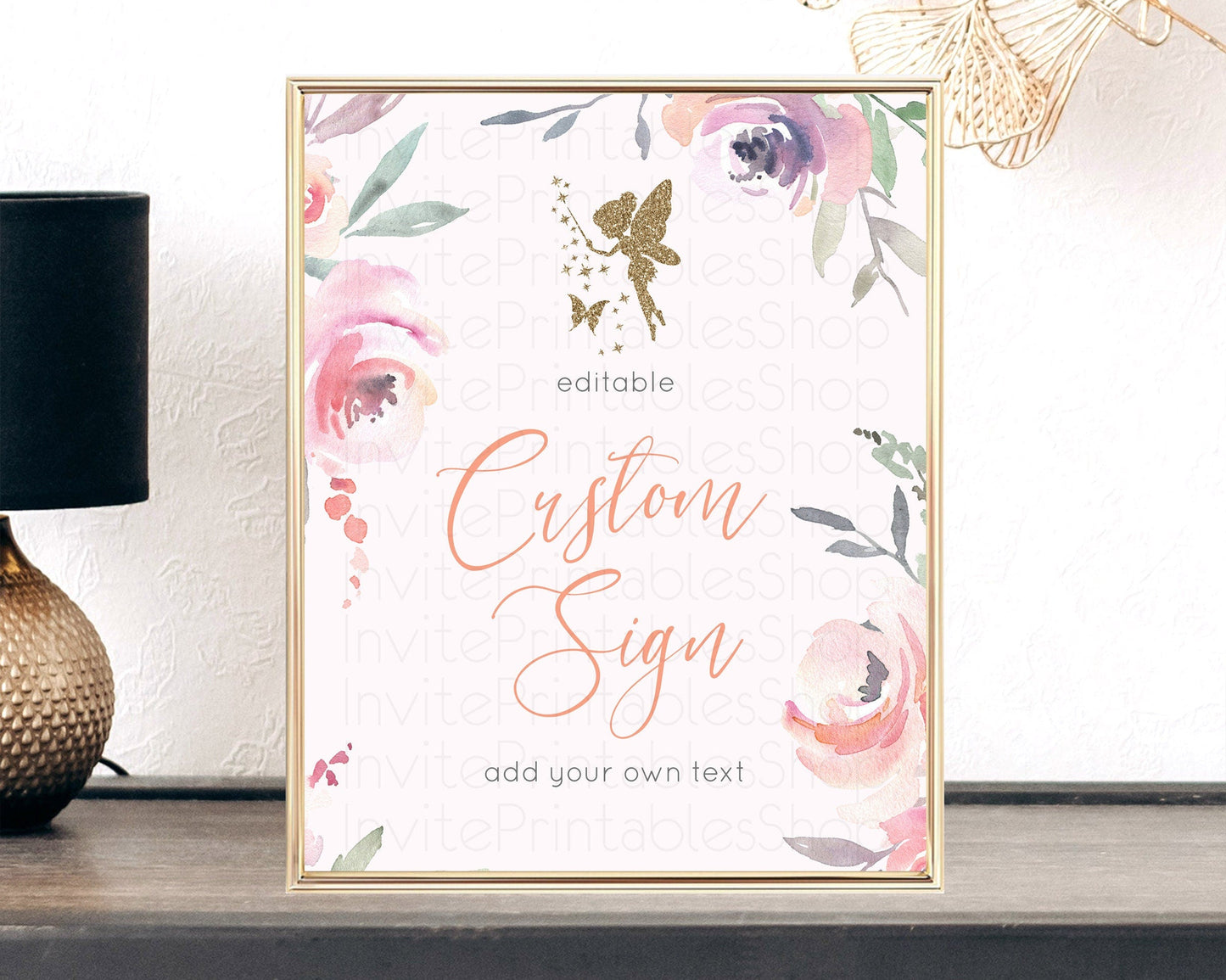 Fairy Sign Enchanted Garden Table Sign Decor Pastel Floral Butterfly Party Secret Garden Birthday Baptism Baby Shower Bridal Shower D10197