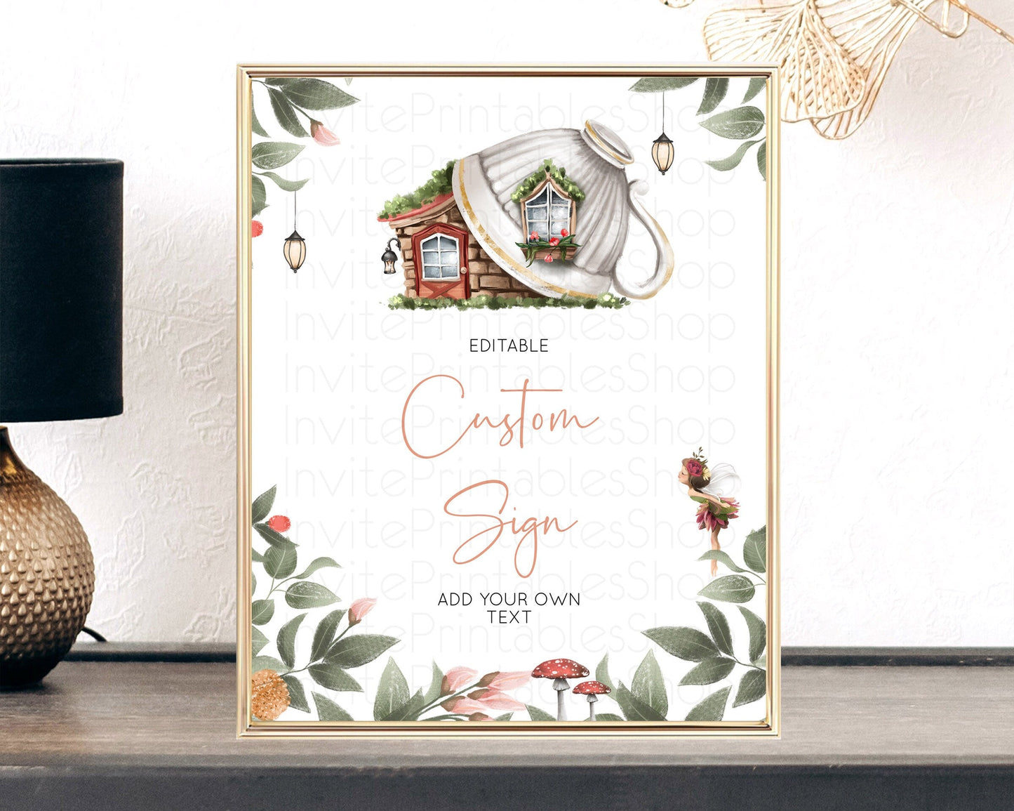 Fairy Sign Enchanted Garden Table Sign Decor Pastel Floral Butterfly Party Secret Garden Birthday Baptism Baby Shower Bridal Shower D10851