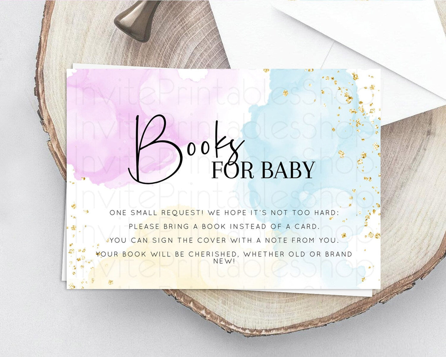 Pastel Books For Baby Card Pastel Rainbow Book Insert Colorful Ombre Watercolor Book Card Confetti Glitter Baby Book Poem Request D10155
