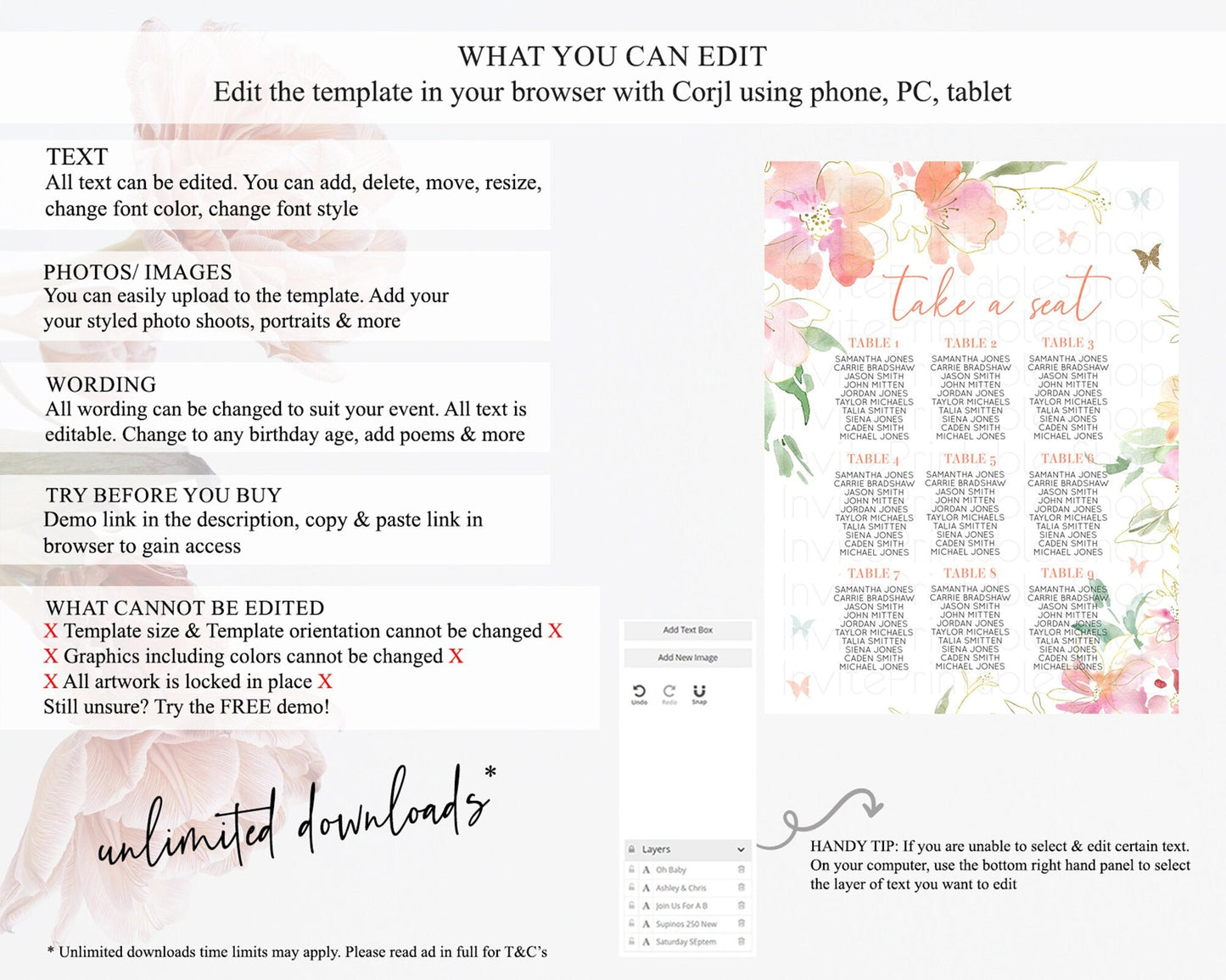 Secret Garden Seating Chart Wildflower Seating Chart Pastel Flowers Seating Chart Enchanted Garden Boho Floral Take A Seat Decor D11071