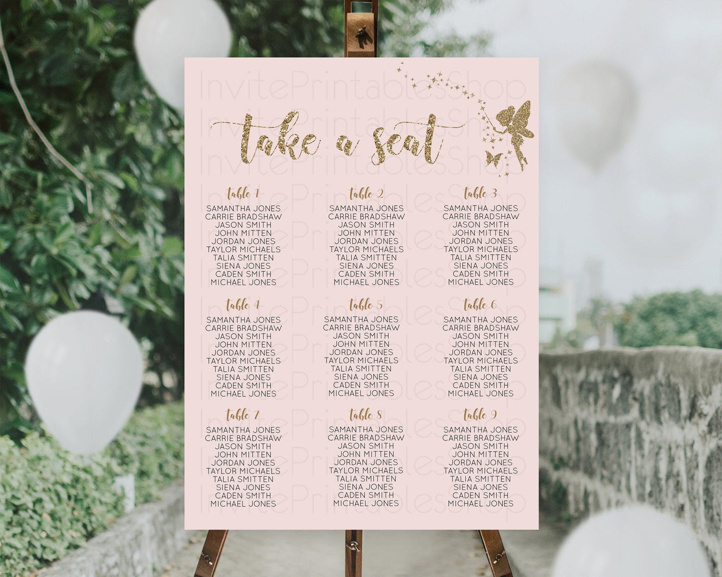 Fairy Seating Chart Pastel Fairy Seating Chart Fairy Tea Party Fairy Garden Seating Sign Enchanted Garden Floral Butterfly Decor D10899