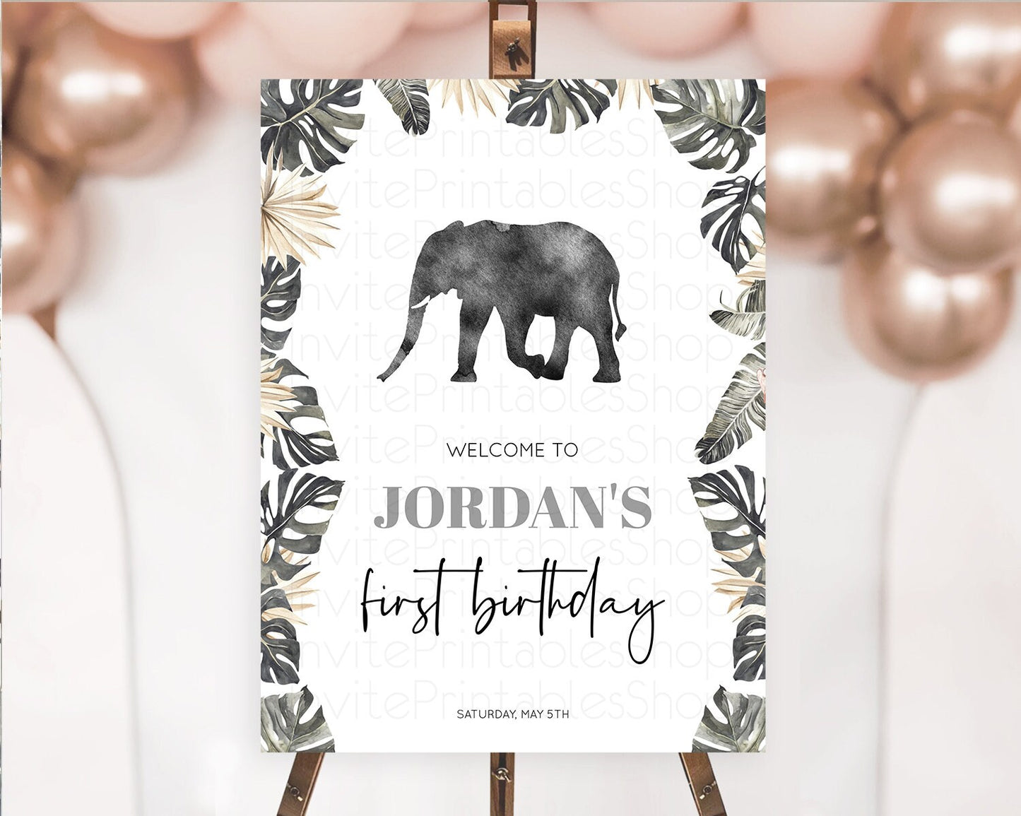 Elephant Welcome Sign Elephant Welcome Board Elephant Party Welcome Poster Safari Party Decor Elephant First Birthday Welcome Sign D10803