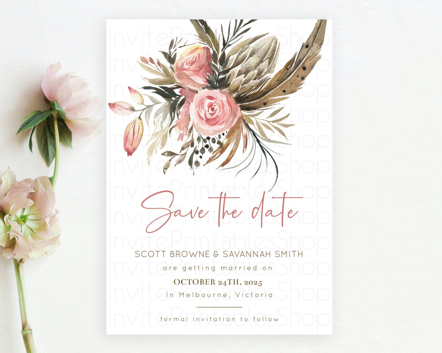 Wildflower Save The Date Template Secret Garden Save The Date Pastel Floral Garden Party Boho Flowers Birthday Baby Shower Wedding D10686