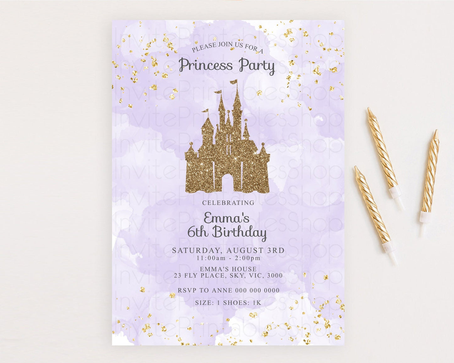 Editable Princess Birthday Invitation Princess Invitation Pastel Invitation