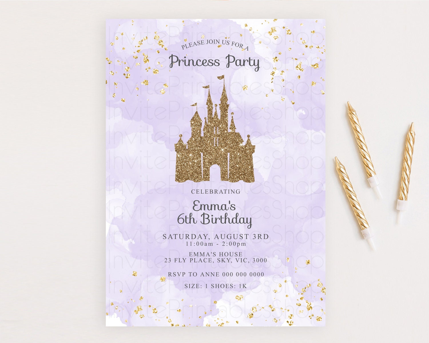 Editable Princess Birthday Invitation Princess Invitation Pastel Invitation