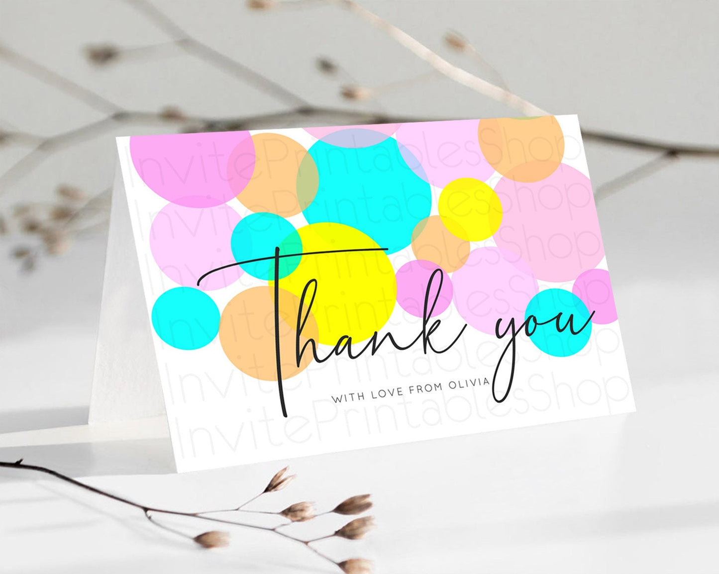 Rainbow Thank You Pastel Thank You Card Pastel Rainbow Birthday Thank You Confetti Colorful Pastel Cards Teacher Thank You Cards D10896