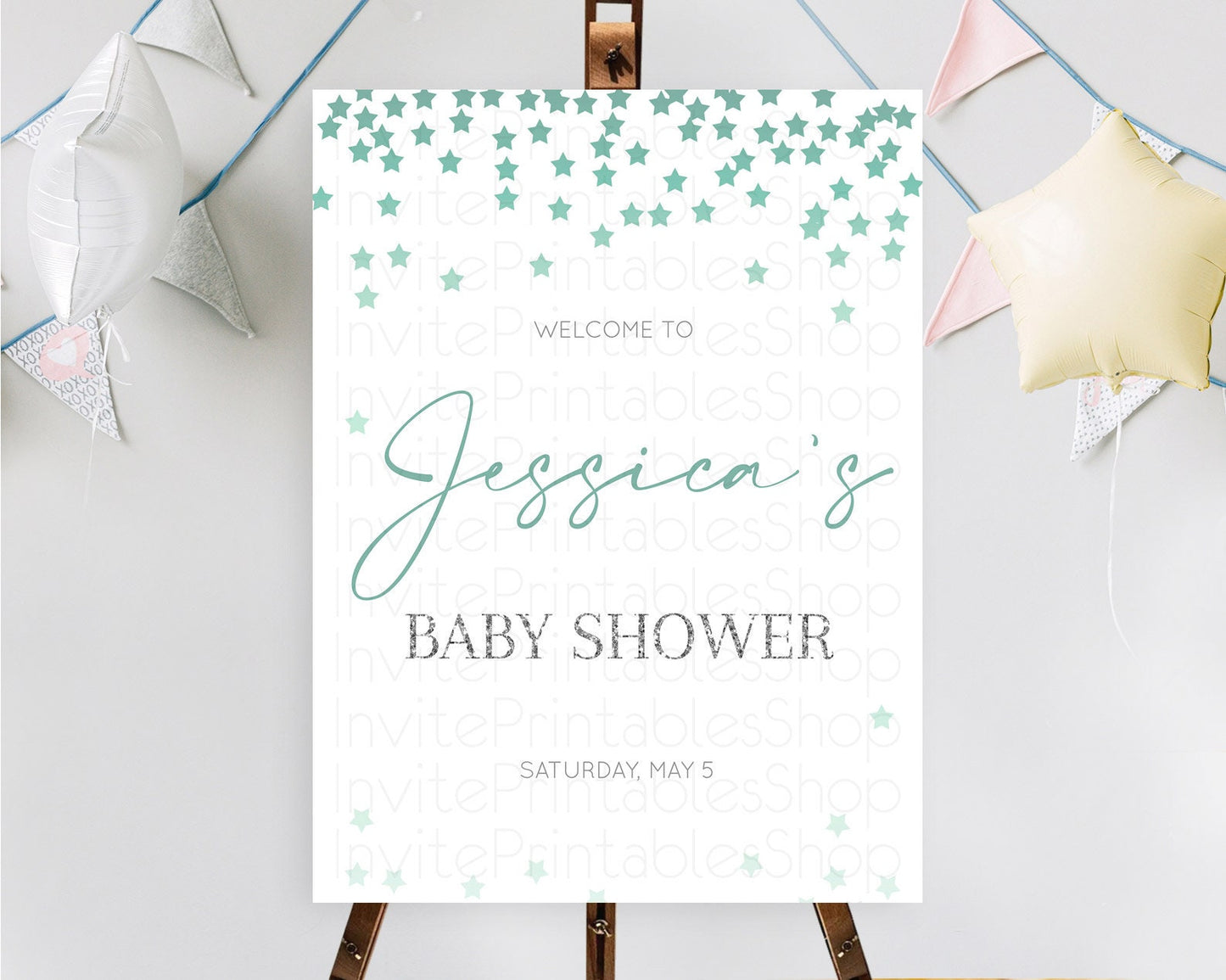 Star Baby Shower Welcome Board Pastel Stars Welcome Sign Shooting Star Rainbow Colorful Confetti Twinkle Little Star Welcome Sign D10310