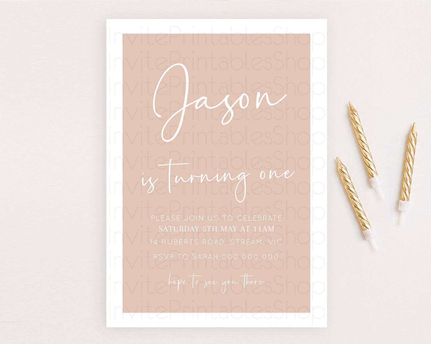 Orange Birthday Invitation Plain Orange Invitation Minimalist Invitation Pastel Orange Invites Modern Invites 2nd 1st First Birthday D10938