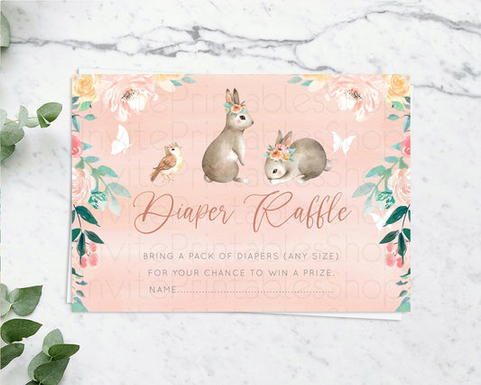 Editable Bunny Diaper Raffle Card Floral Bunny Diaper Raffle Insert Pastel F