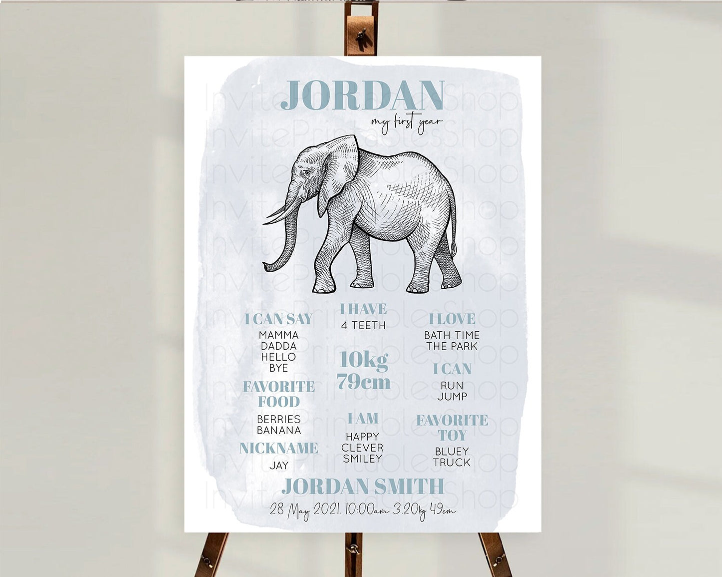 Elephant First Birthday Milestone Board Elephant Milestone Poster One Wild Year Safari Adventure Elephant Zoo Birthday Welcome Sign D10811