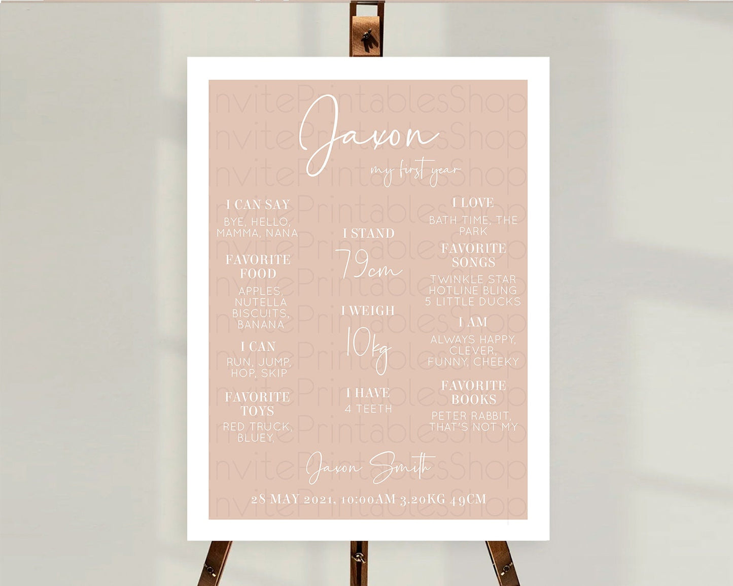 Orange First Birthday Milestone Poster Plain Orange Milestone Board Minimal Pastel Orange Milestone Modern 1st Birthday Welcome Sign D10938