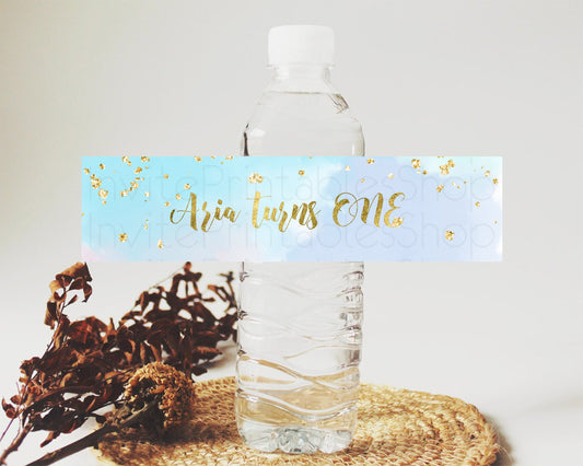 Editable Pastel Water Label Template Pastel Ombre Rainbow Watercolor Colorfu