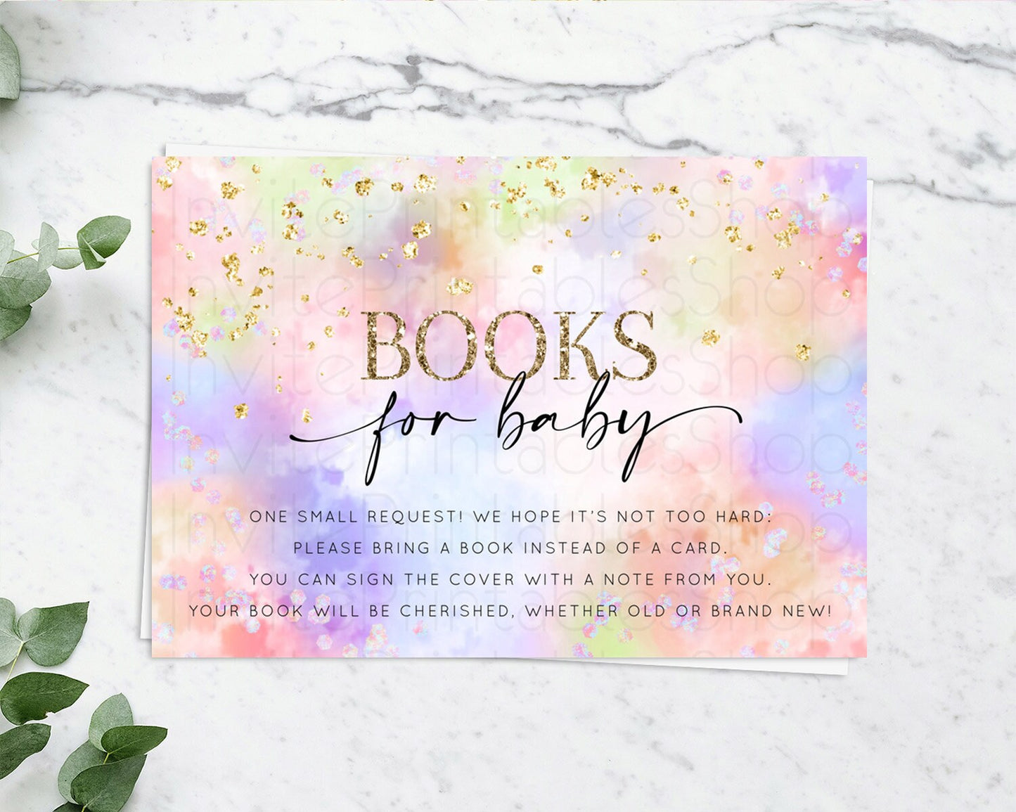Pastel Books For Baby Card Pastel Rainbow Book Insert Colorful Ombre Watercolor Book Card Confetti Glitter Baby Book Poem Request D10610