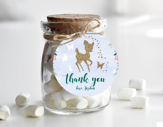 Editable Fawn Thank You Tags Deer Thank You Gift Tags Pastel Floral Deer Fav
