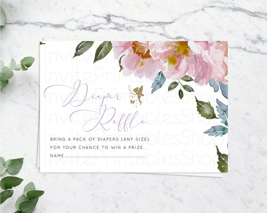 Editable Fairy Diaper Raffle Card Fairy Diaper Insert Enchanted Garden Fairy