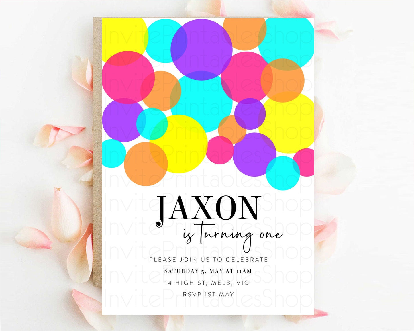 Pastel Birthday Invitation Pastel Confetti Birthday Invitation Bubbles Invitation Colorful Rainbow Confetti 2nd 1st First Birthday D11022