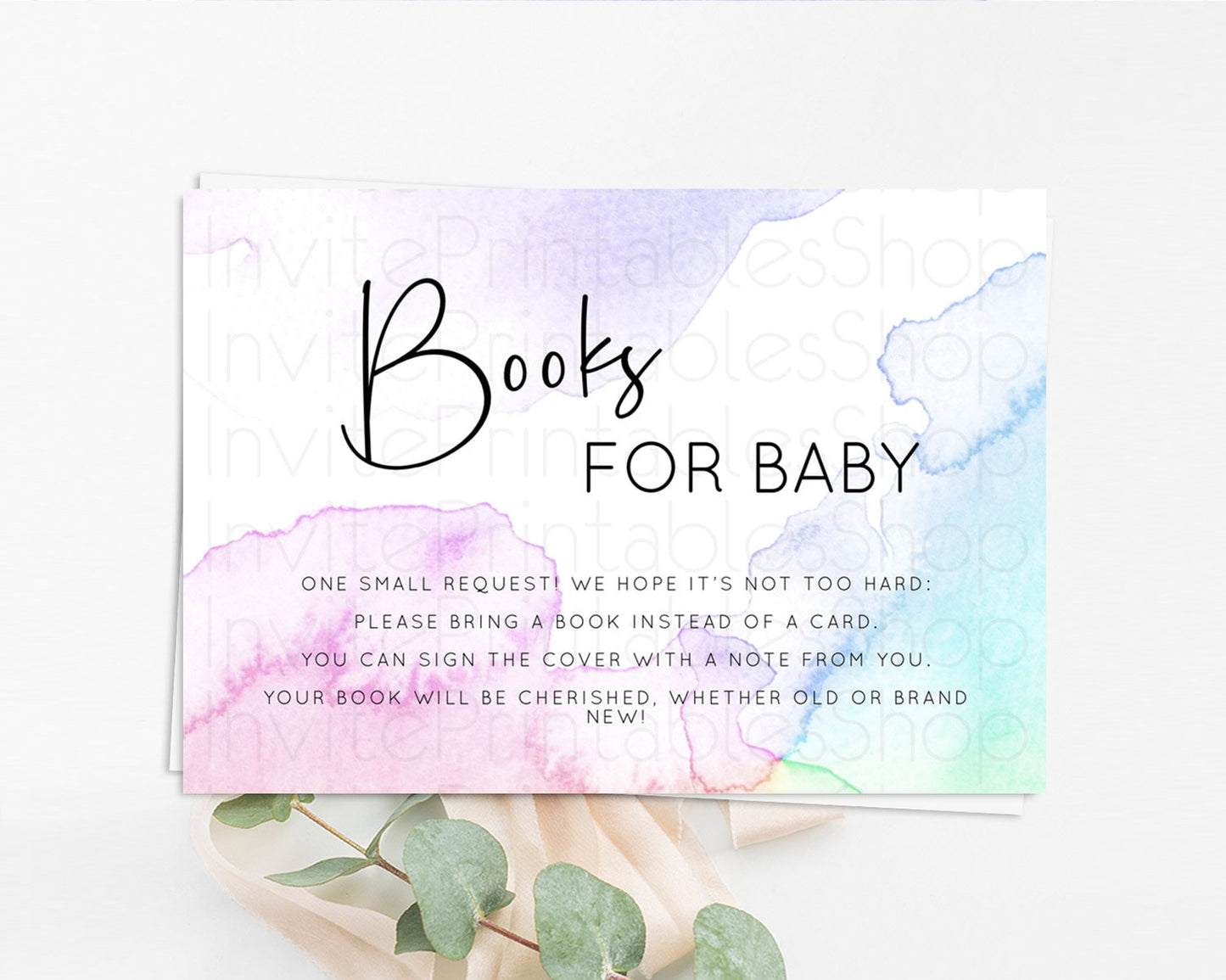 Pastel Books For Baby Card Pastel Rainbow Book Insert Colorful Ombre Watercolor Book Card Confetti Glitter Baby Book Poem Request D10215