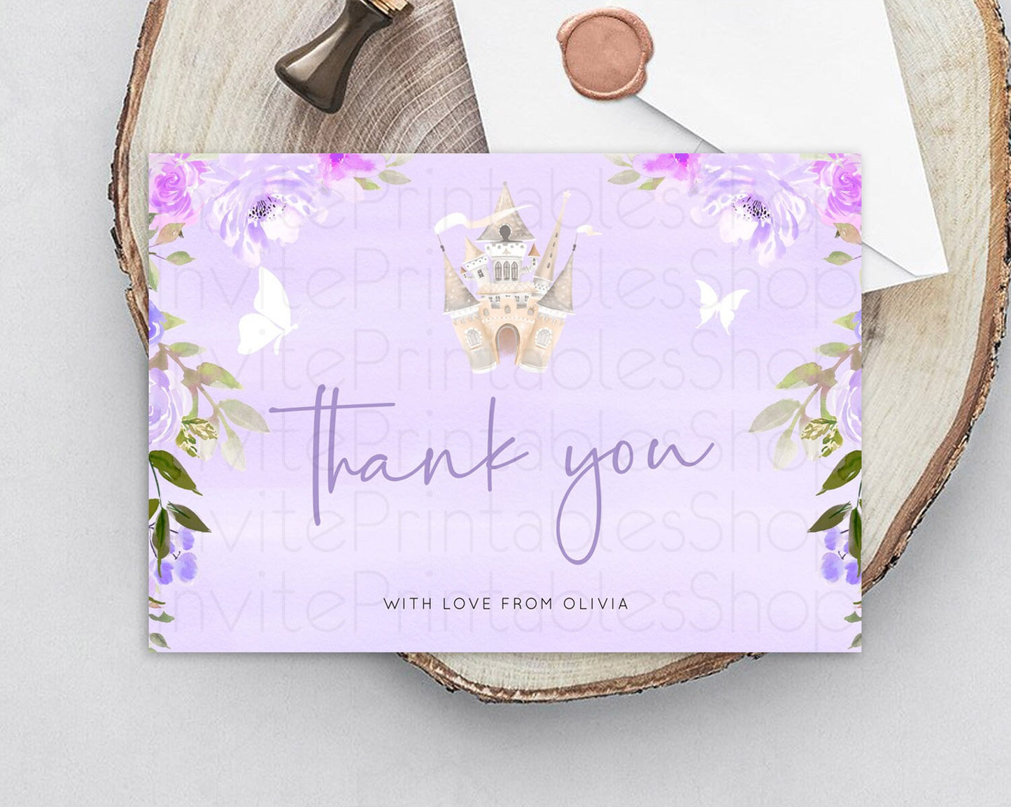 Princess Thank You Castle Thank You Card Secret Garden Birthday Thank You Card Enchanted Castle Pastel Floral Teacher Thank You Card D10339