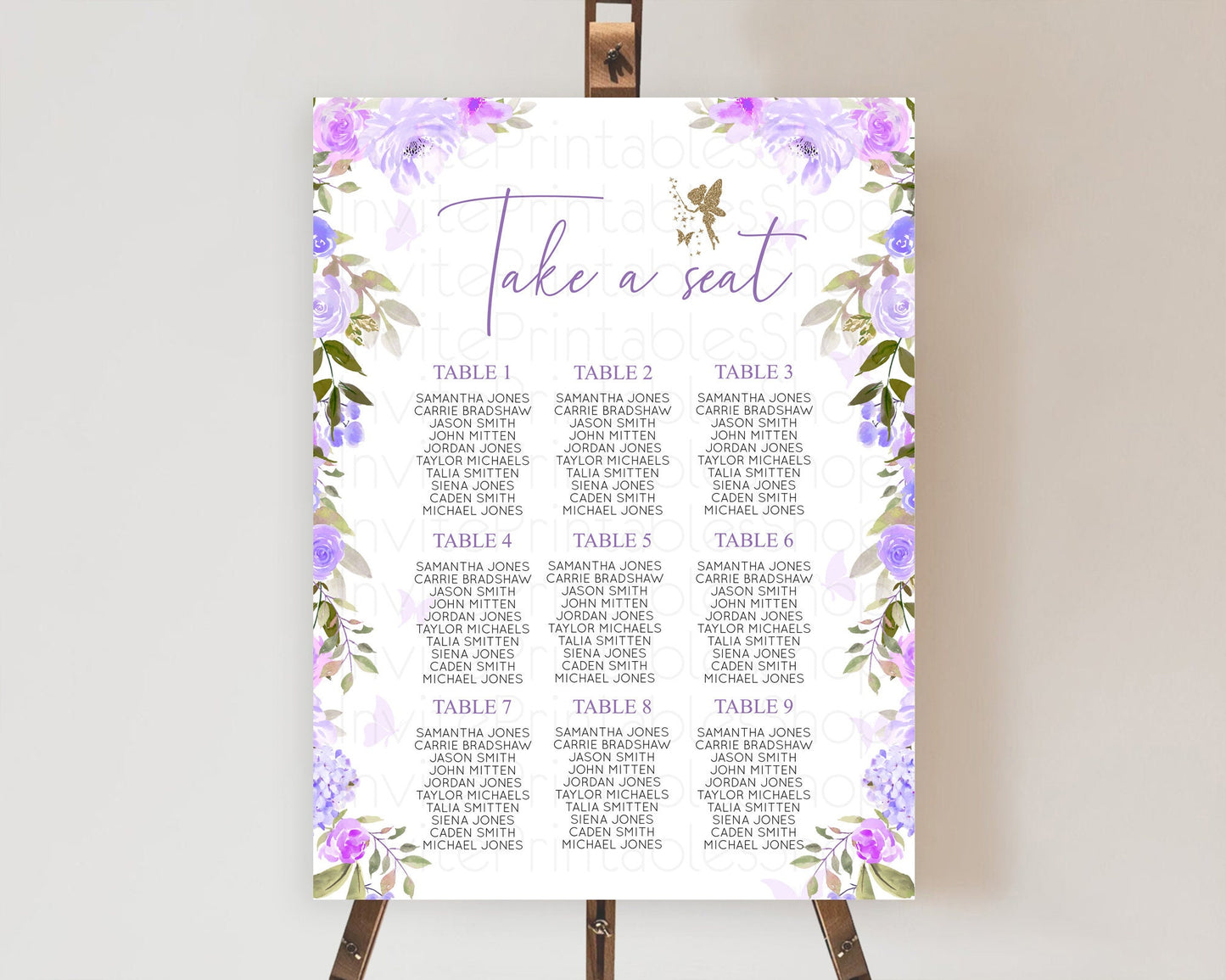 Fairy Seating Chart Pastel Fairy Seating Chart Fairy Tea Party Fairy Garden Seating Sign Enchanted Garden Floral Butterfly Décor D10910