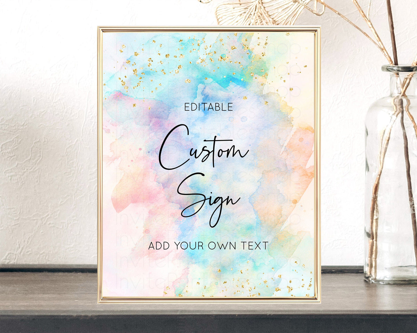 Pastel Rainbow Sign Cards Gifts Sign Table Signs Diaper Sign Book Sign Food Sign Custom Sign Glitter Wedding Birthday Baby Shower 8x10 276v3