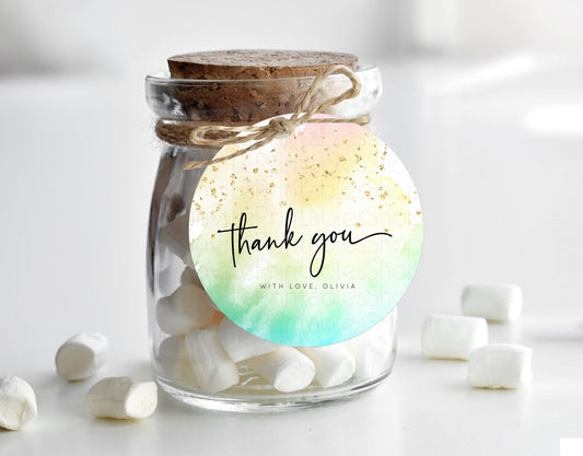 Editable Pastel Thank You Tags Rainbow Thank You Gift Tags Colorful Pastel F