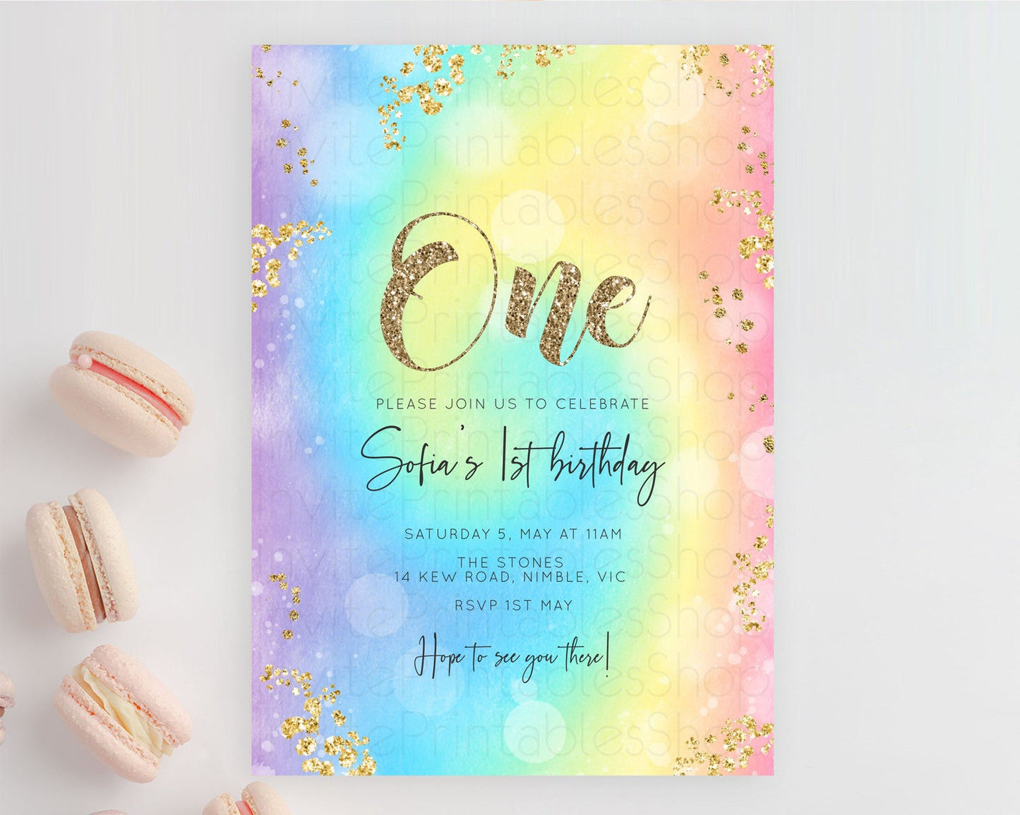 Tie Dye Invitation Rainbow Birthday Invitation Pastel Invitation Colorful Invitation Pastel Rainbow Party 3rd 2nd 1st First Birthday D10568