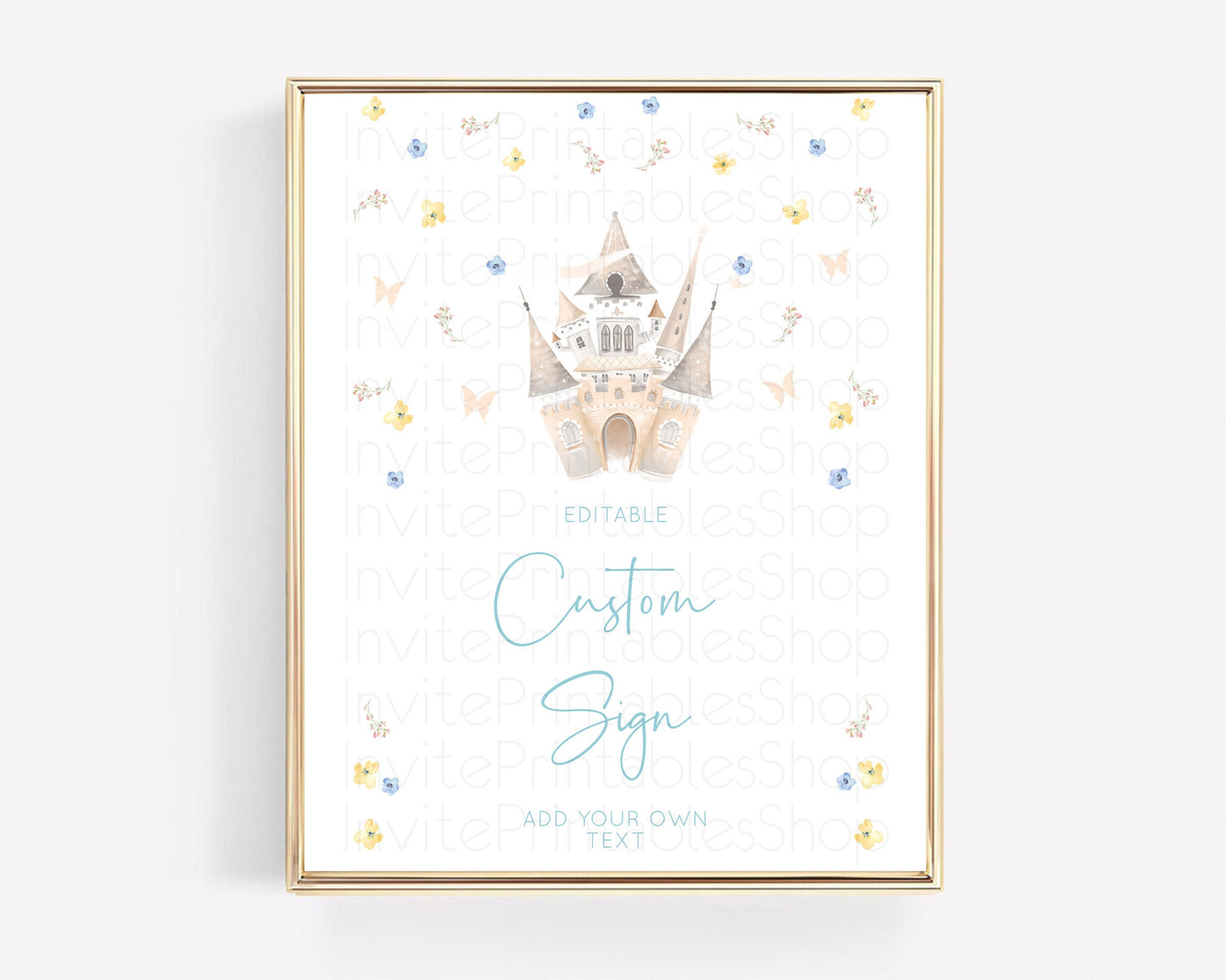 Princess Party Table Sign Decor Secret Garden Enchanted Castle Pastel Floral Royal Party For 1st Birthday Baptism Baby Shower D10365