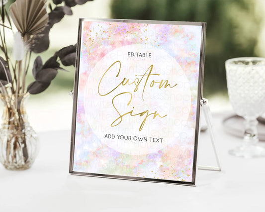 Editable Pastel Sign Ombre Table Sign Decor Pastel Ombre Rainbow Watercolor