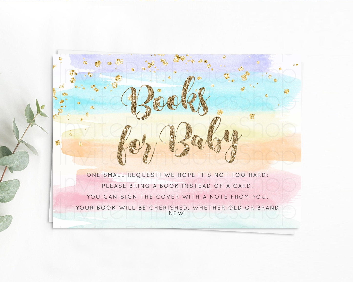 Pastel Books For Baby Card Pastel Rainbow Book Insert Colorful Ombre Watercolor Book Card Confetti Glitter Baby Book Poem Request D10508